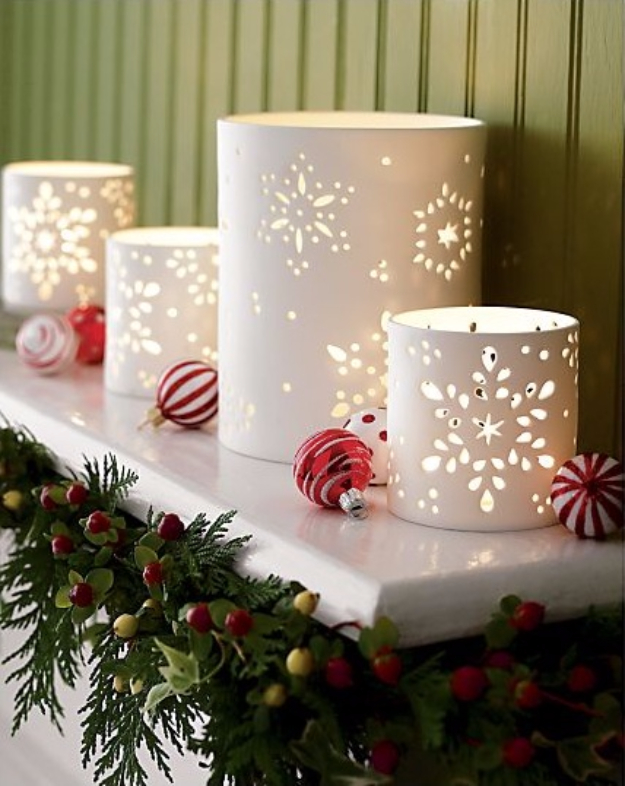 Decorate with homemade holiday luminaries.